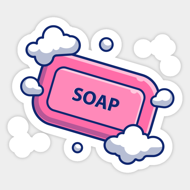 Soap Bar With Foam Cartoon Coronavirus Sticker TeePublic